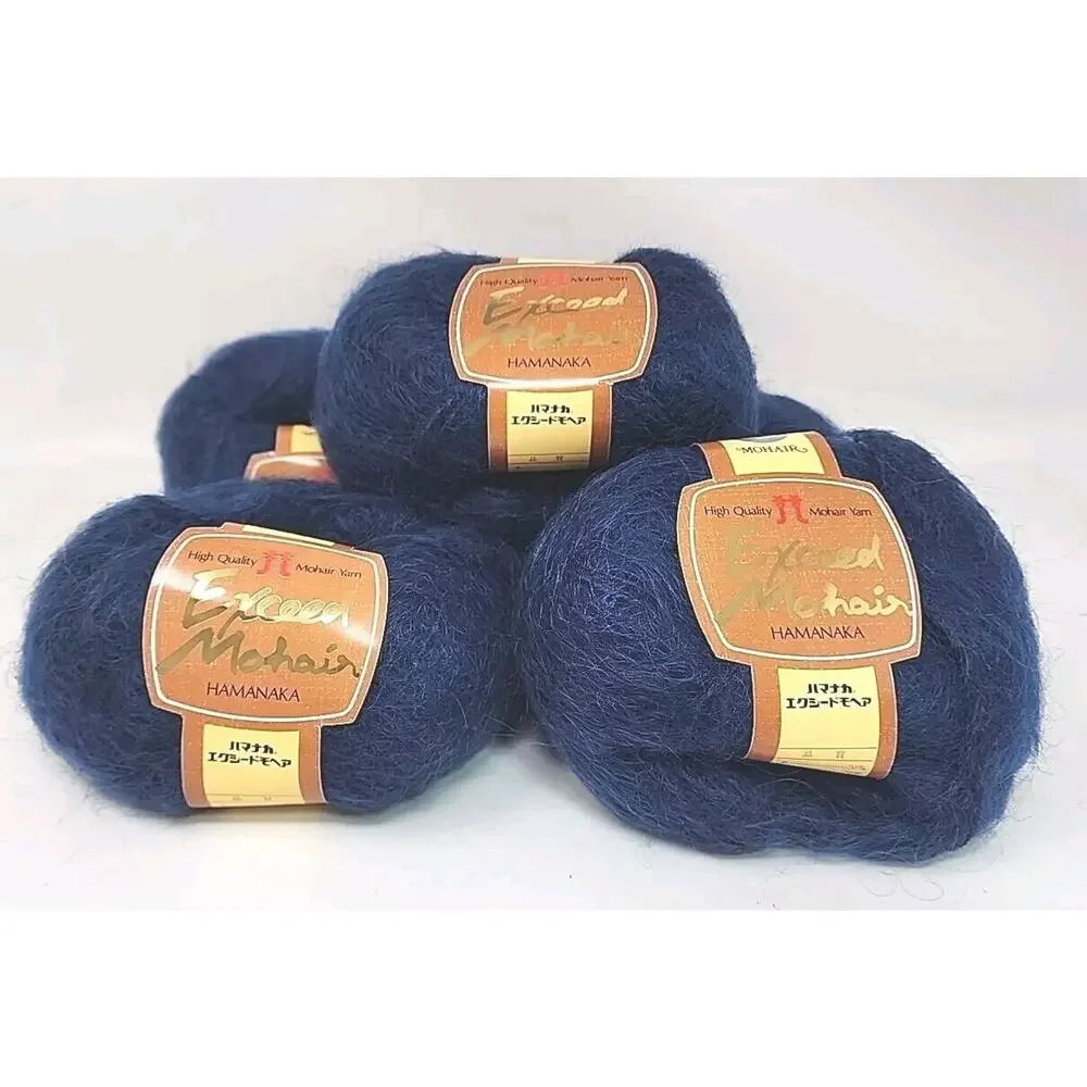 Hamanaka Exceed Mohair Wool Yarn Color 15 Dark Blue 40g Approx. 100m 5-ball set
